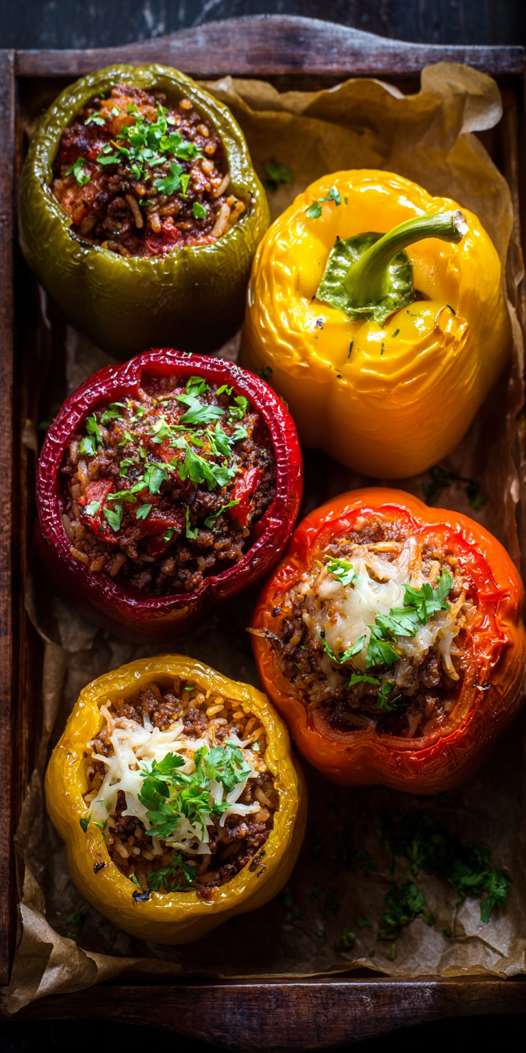 Venison Stuffed Bell Peppers served warm with cozy spices