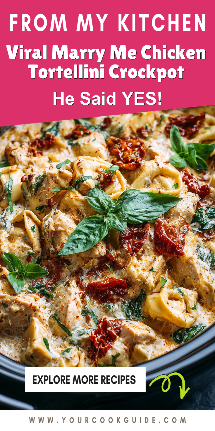 Viral Marry Me Chicken Tortellini Crockpot served warm with cozy spices