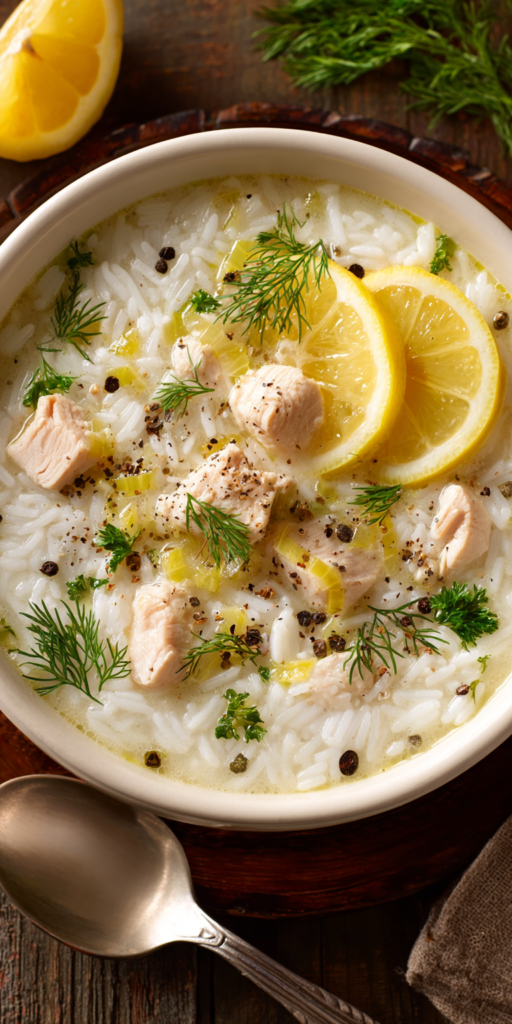 Zesty Lemon Rice Soup with Chicken Recipe