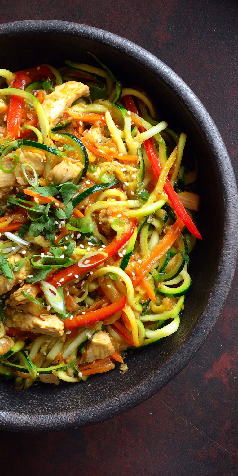 Zucchini Noodle Stir Fry Healthy Food Dishes served warm with cozy spices