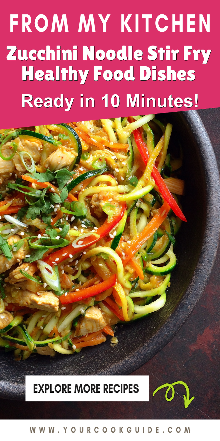 Zucchini Noodle Stir Fry Healthy Food Dishes served on a plate