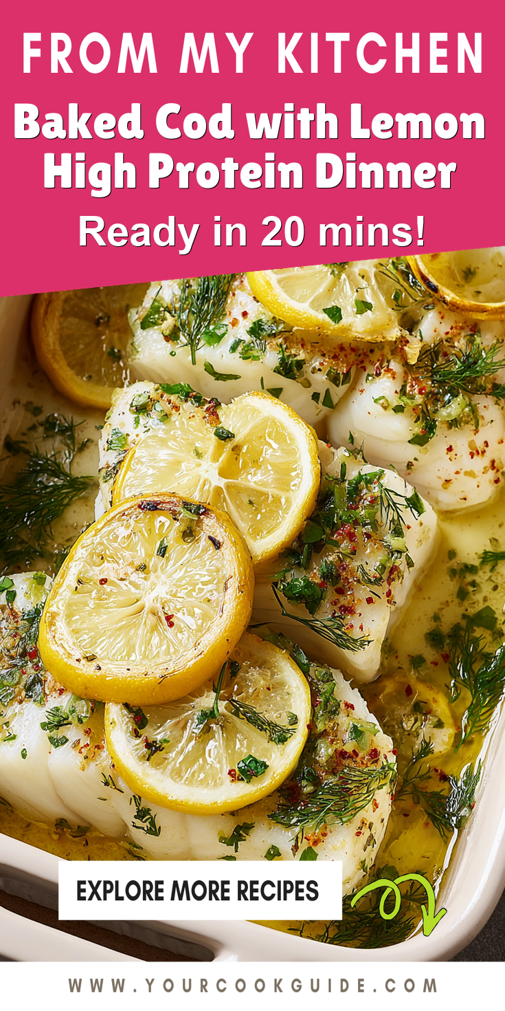 Baked Cod with Lemon High Protein Dinner served warm with cozy spices