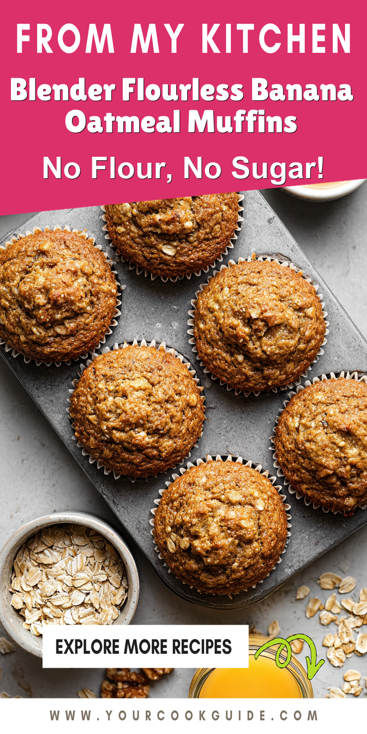 Blender Flourless Banana Oatmeal Muffins served warm with cozy spices