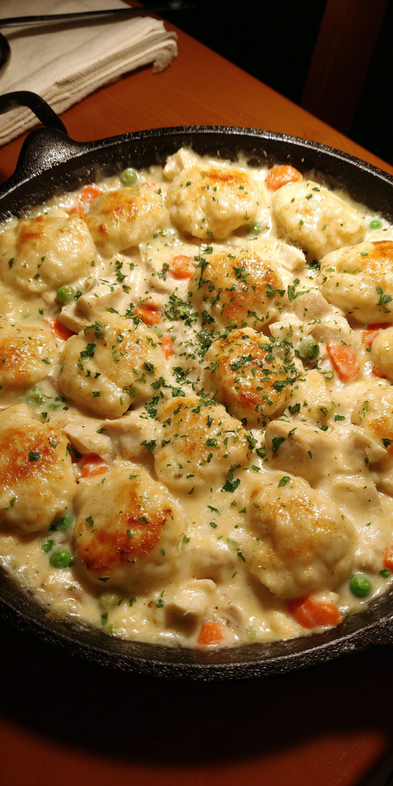 Campfire Chicken And Dumplings served warm with cozy spices