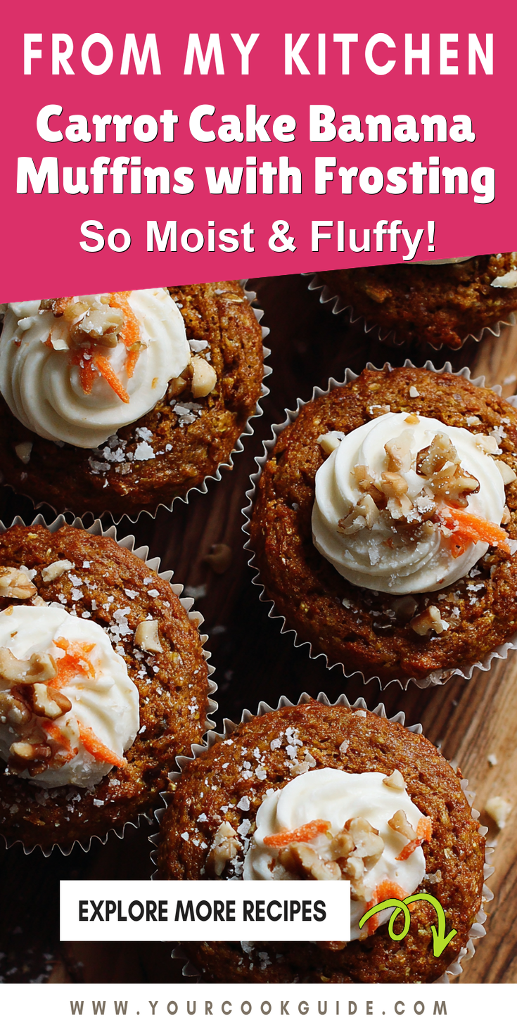 Carrot Cake Banana Muffins with Frosting served warm with cozy spices
