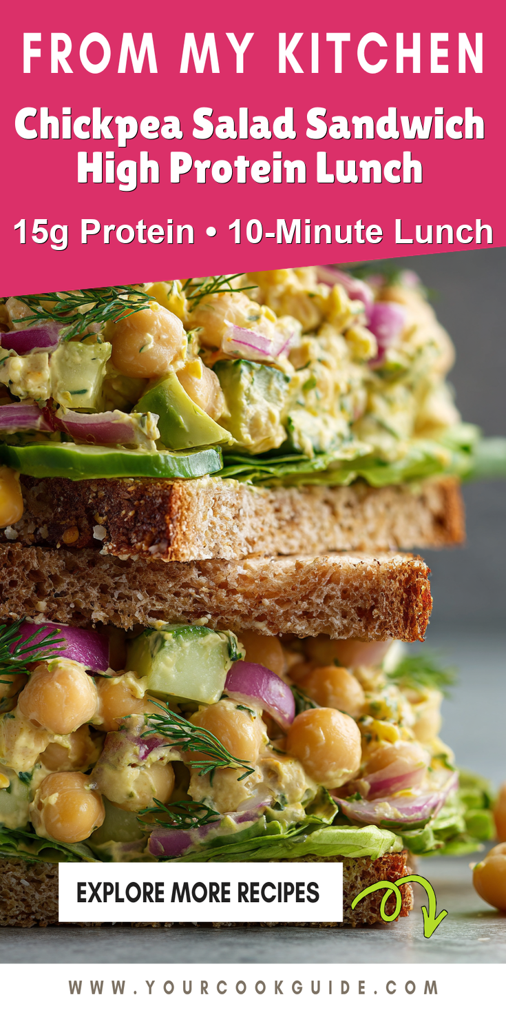 Chickpea Salad Sandwich High Protein Lunch served warm with cozy spices