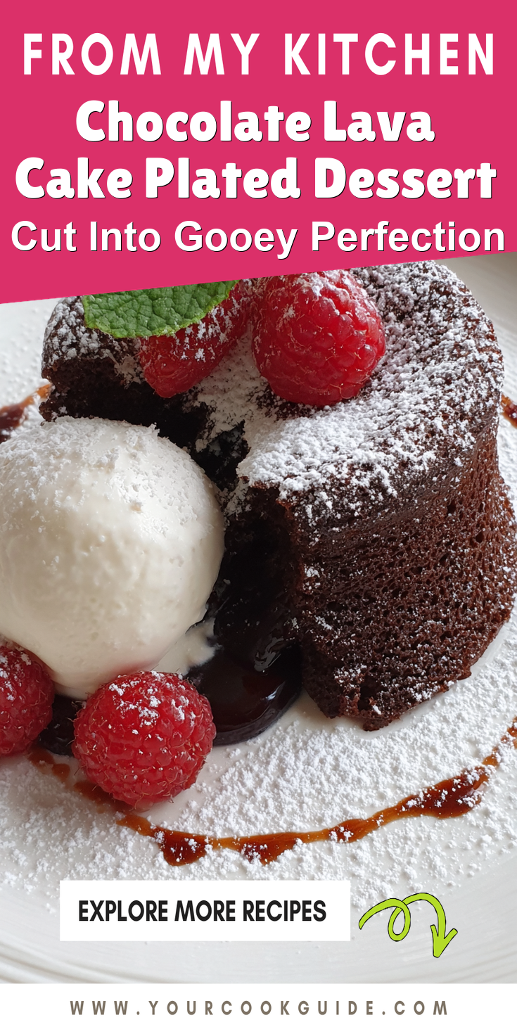 Chocolate Lava Cake Plated Dessert served warm with cozy spices