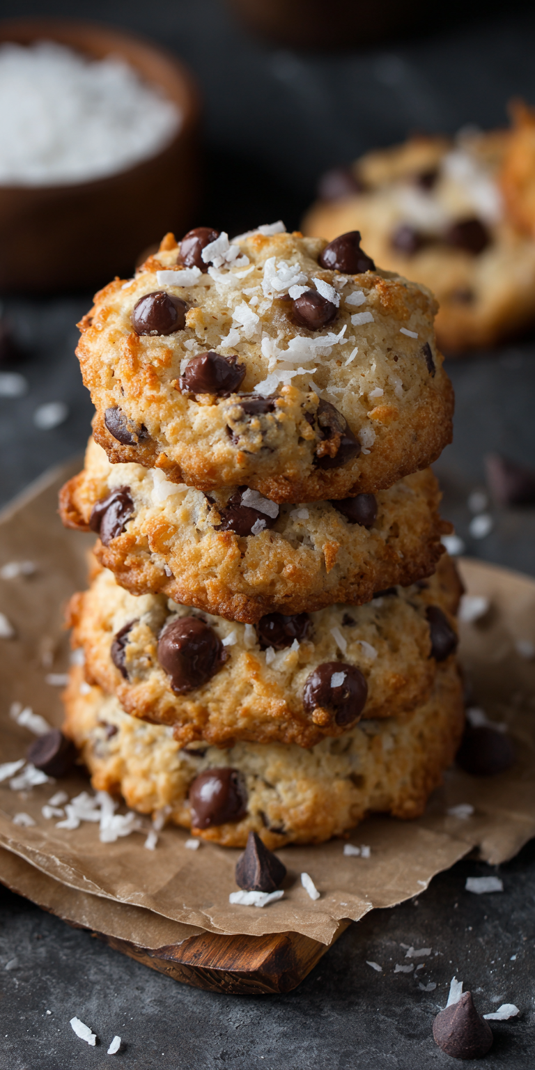 Coconut Chocolate Chip Cookies served warm with cozy spices
