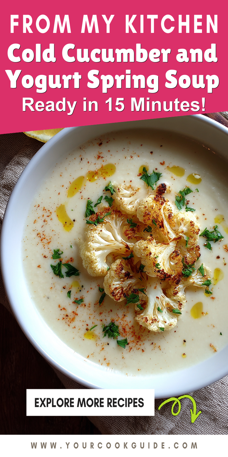 Cold Cucumber and Yogurt Spring Soup served warm with cozy spices