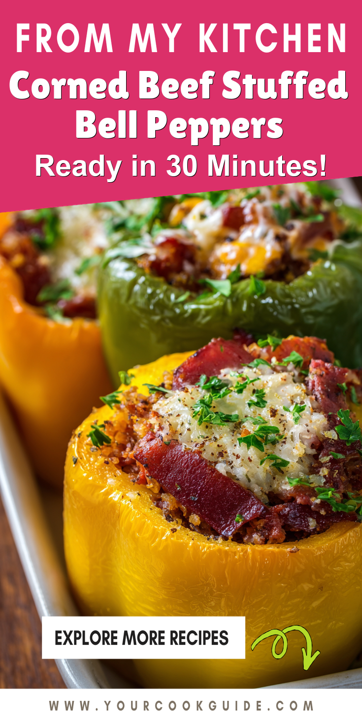 Corned Beef Stuffed Bell Peppers served warm with cozy spices
