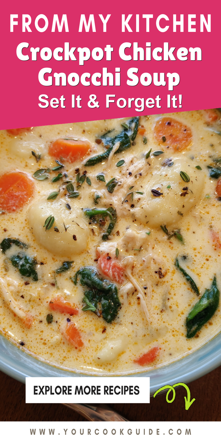 Crockpot Chicken Gnocchi Soup served warm with cozy spices