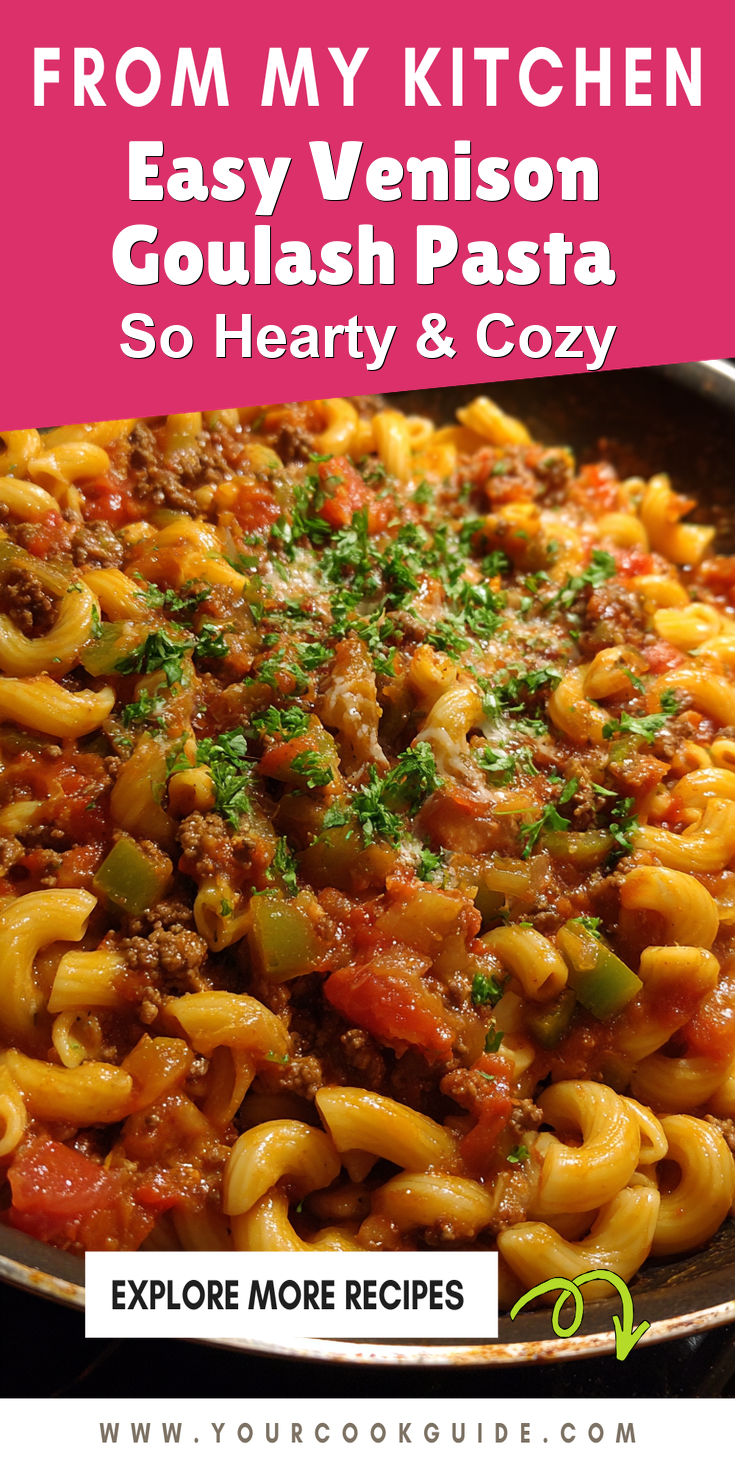 Easy Venison Goulash Pasta served warm with cozy spices
