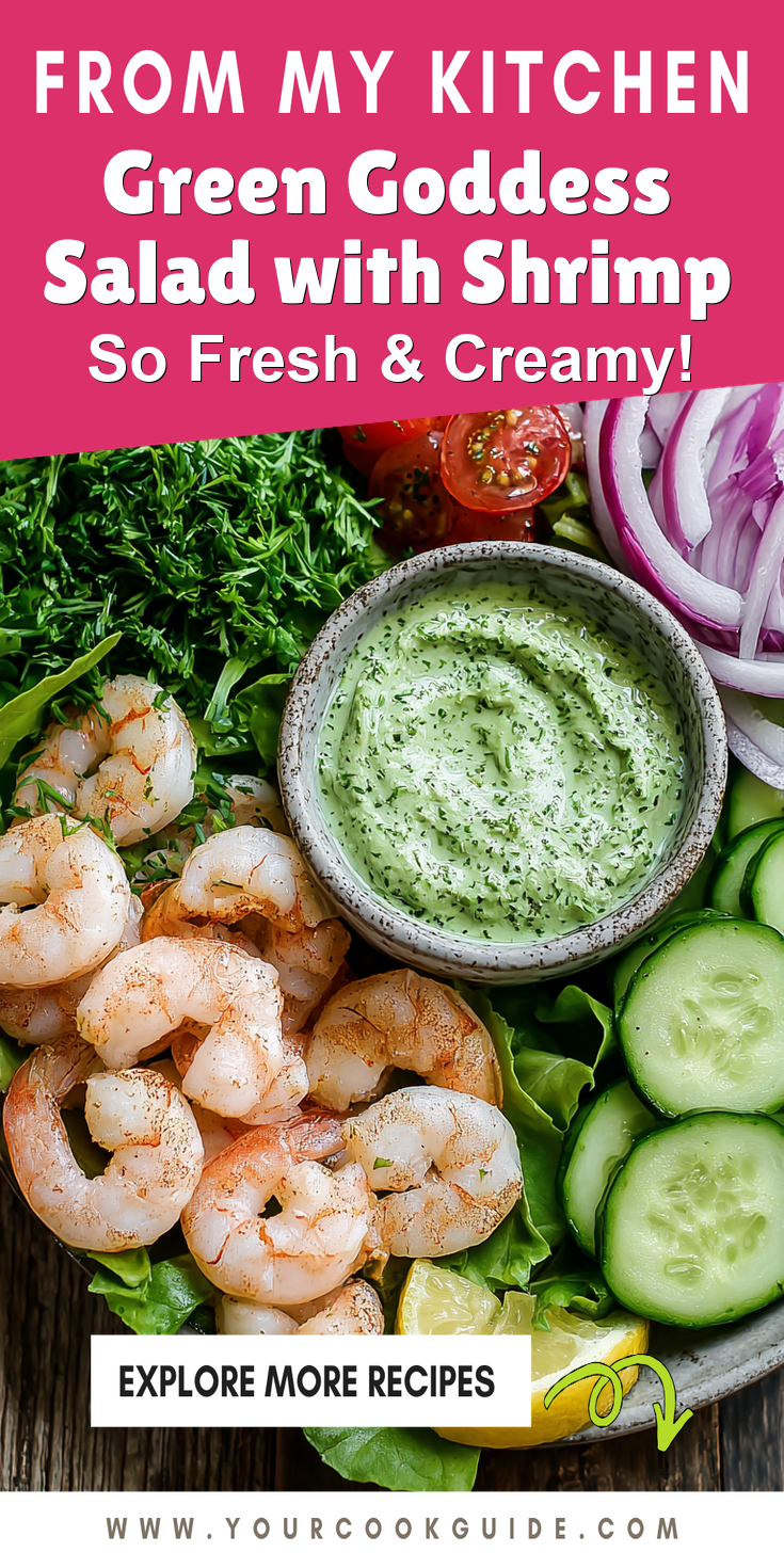 Green Goddess Salad with Shrimp served warm with cozy spices