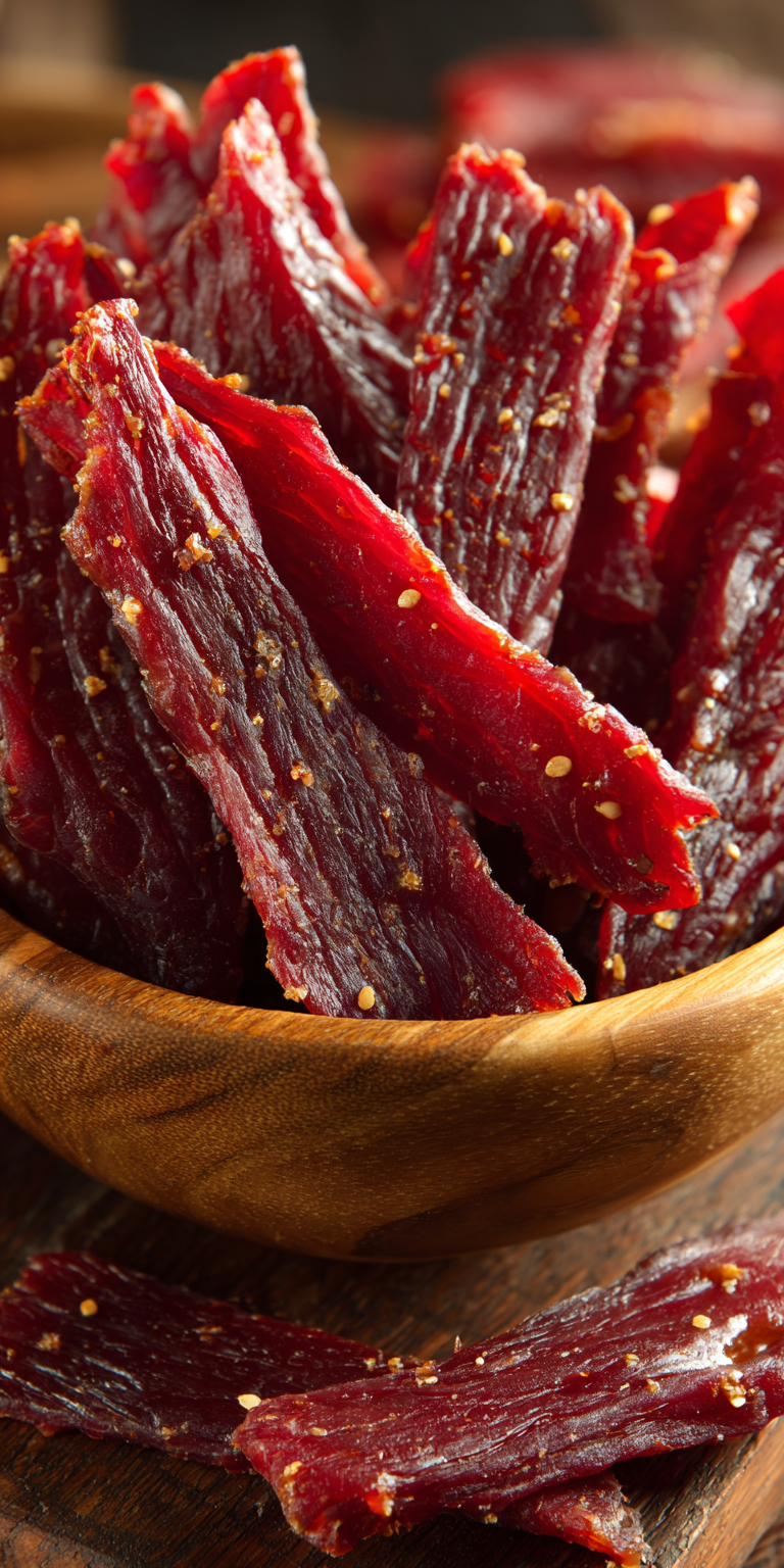 Homemade Beef Jerky High Protein Snacks served warm with cozy spices