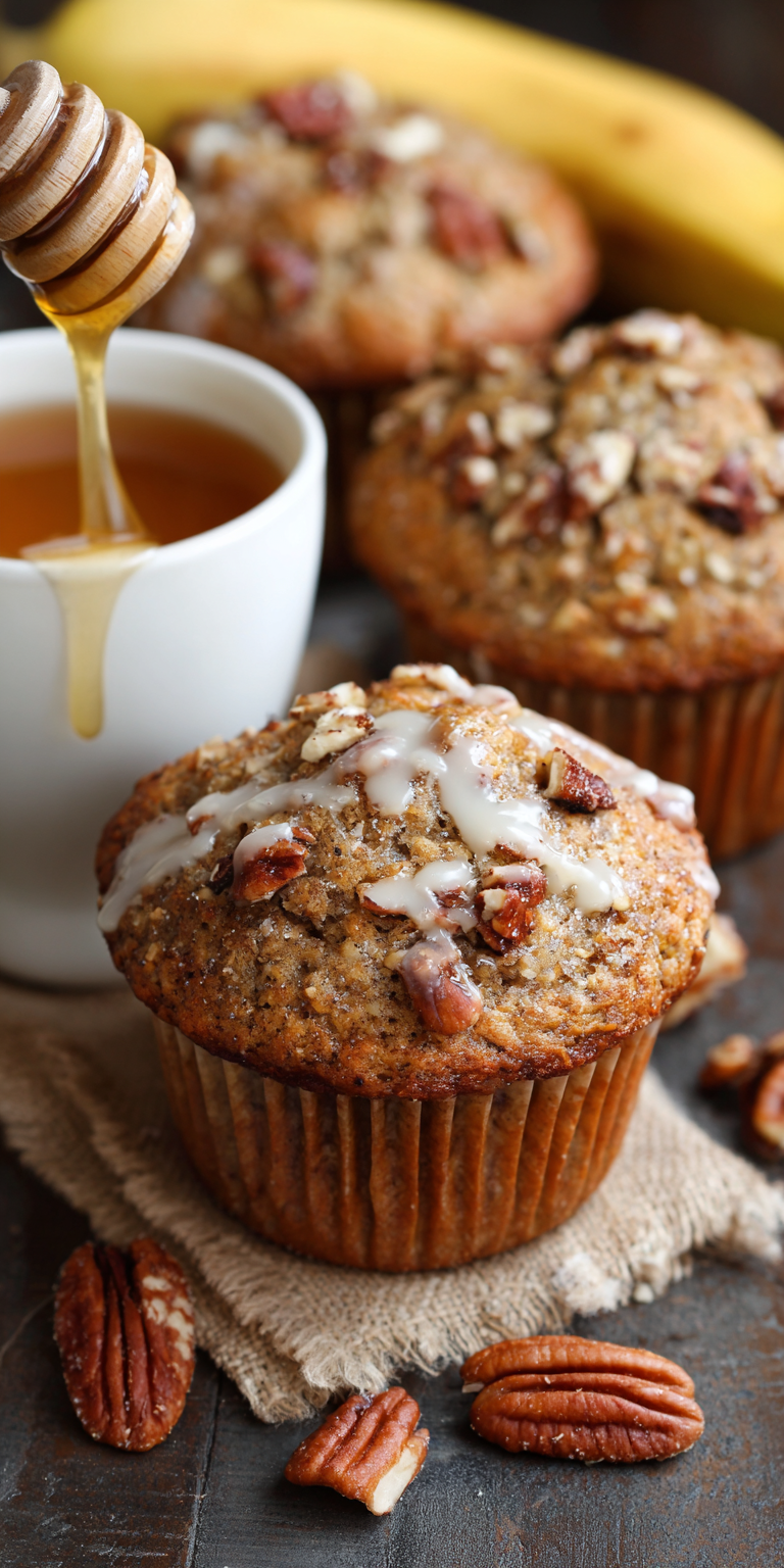 Maple Pecan Banana Muffins served warm with cozy spices