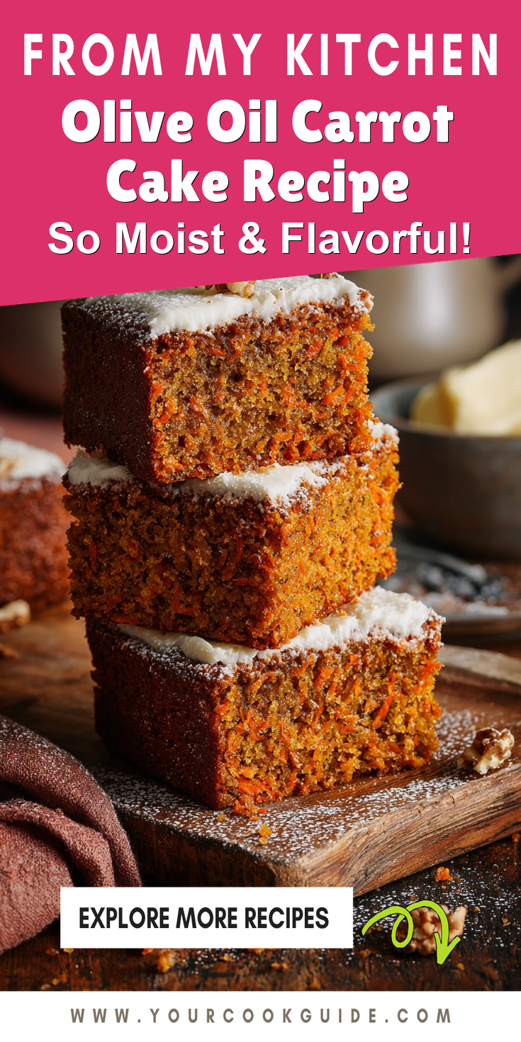Olive Oil Carrot Cake Recipe served warm with cozy spices