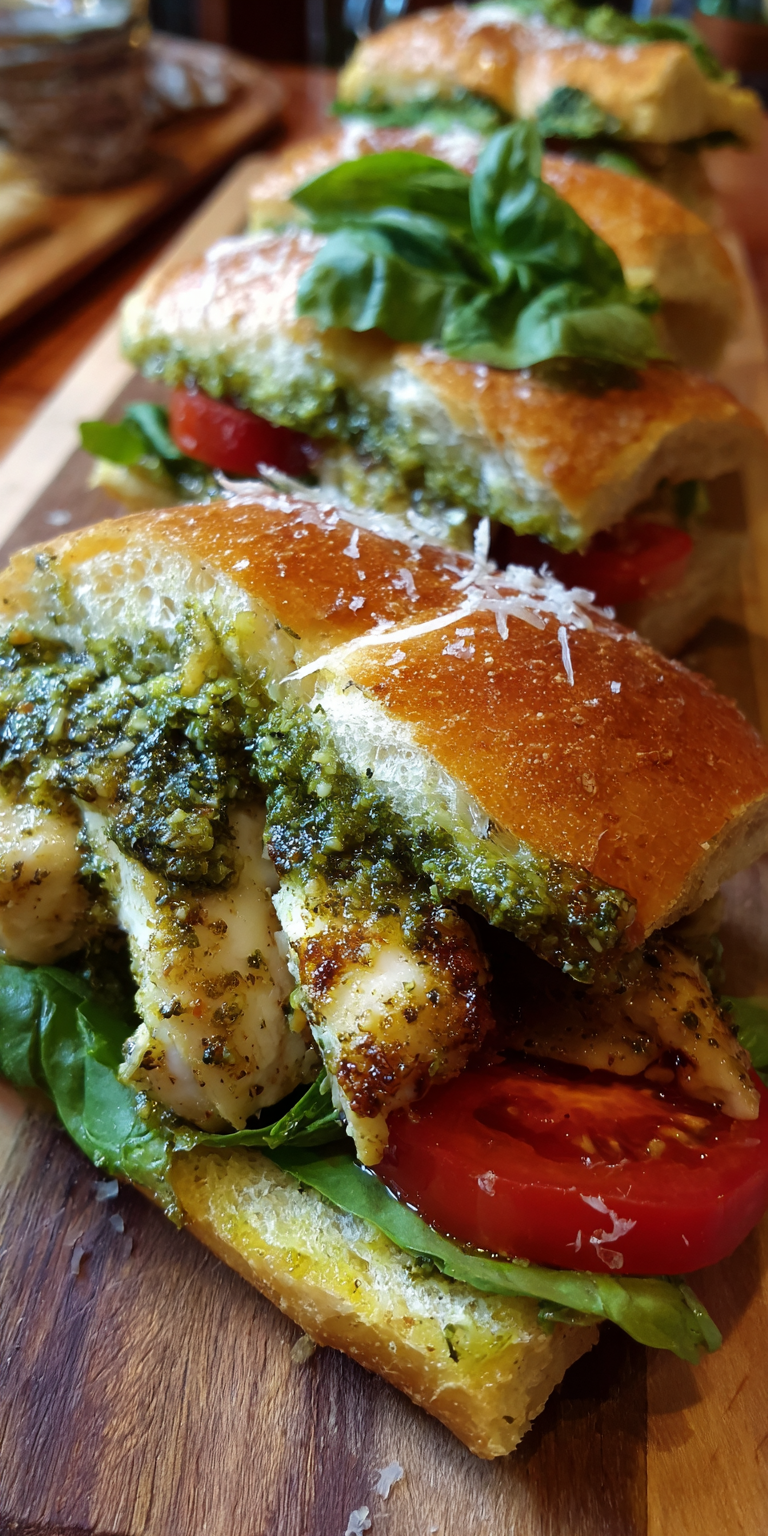 Pesto Chicken Sandwich for Lunch served warm with cozy spices