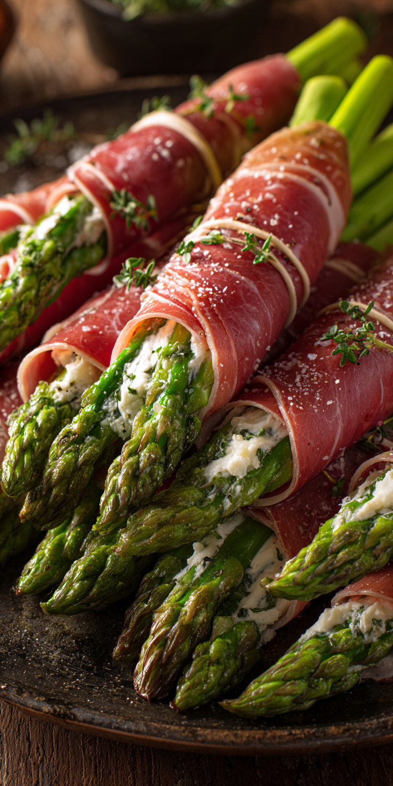Prosciutto Wrapped Asparagus Dinner served warm with cozy spices