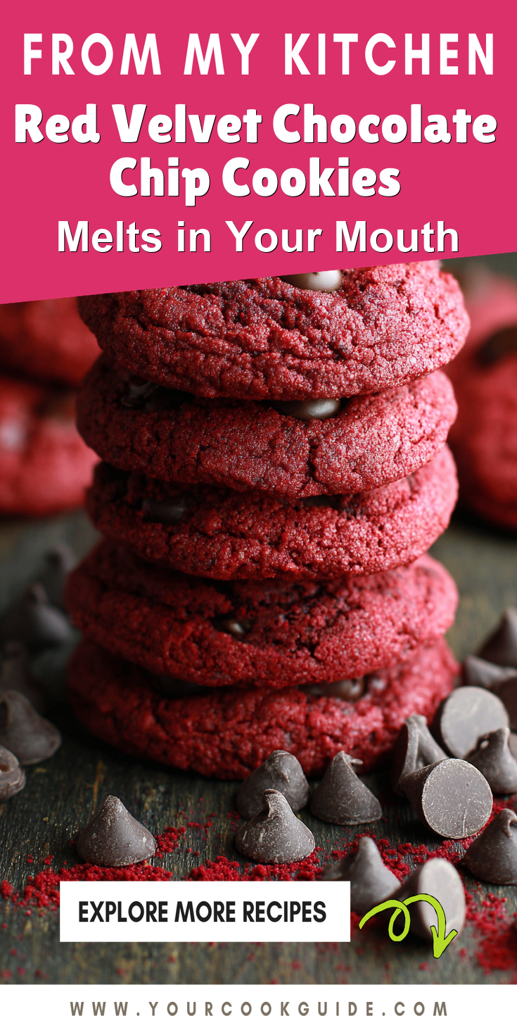 Red Velvet Chocolate Chip Cookies served warm with cozy spices