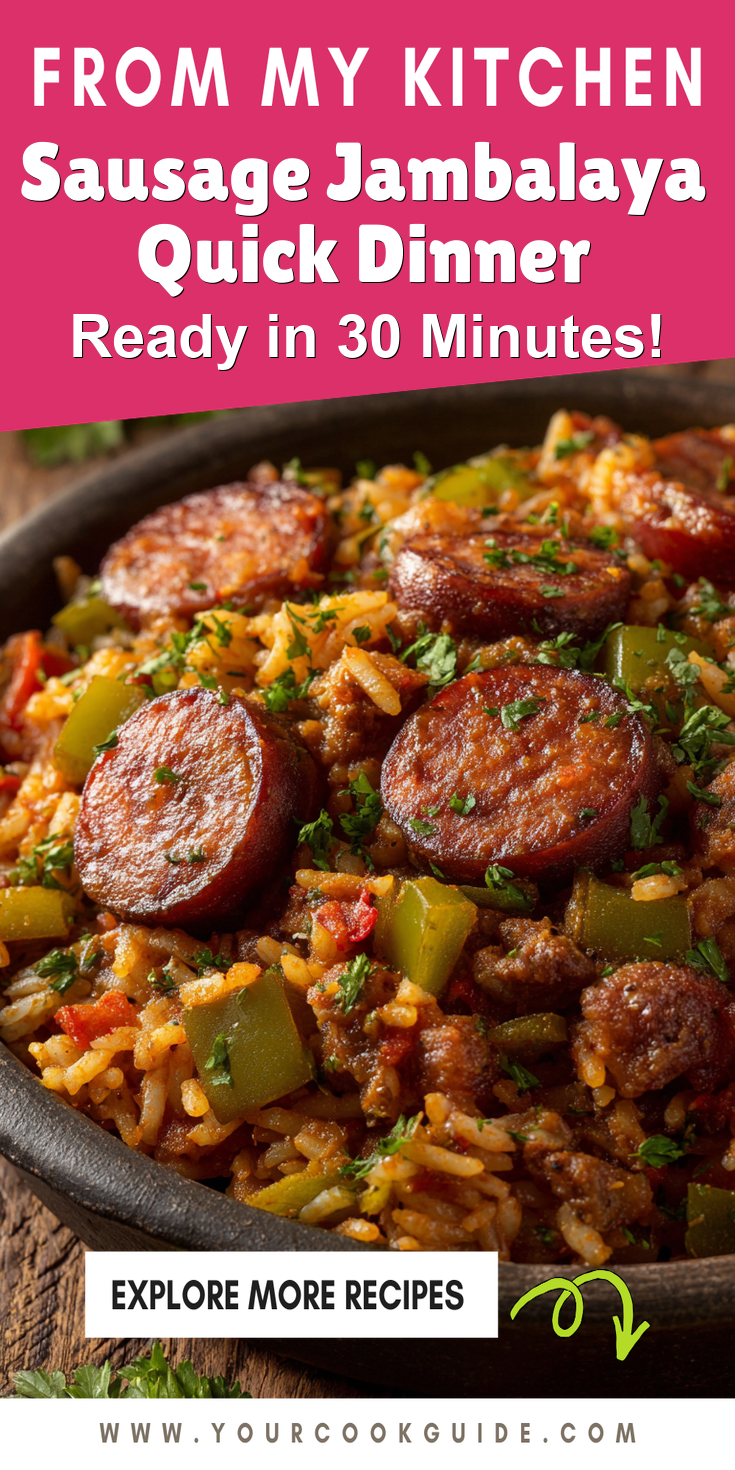 Sausage Jambalaya Quick Dinner served warm with cozy spices
