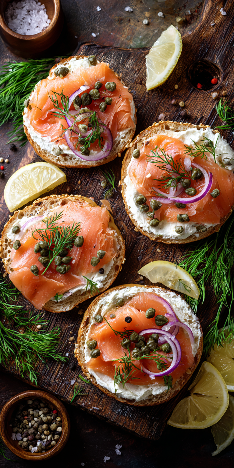 Smoked Salmon Bagel Seafood served warm with cozy spices