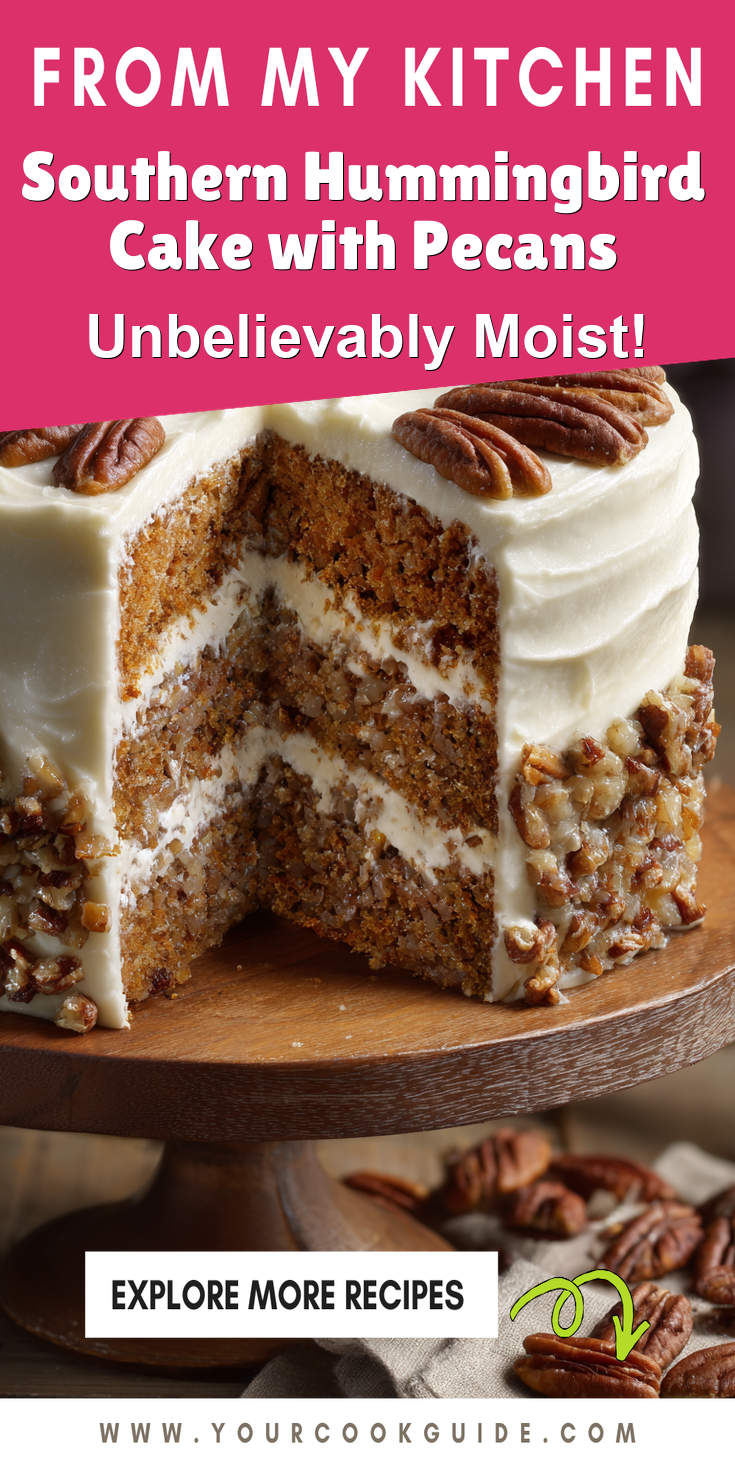 Southern Hummingbird Cake with Pecans served warm with gentle spices and a cozy aroma