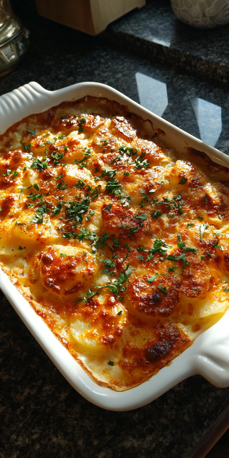 Spicy Cajun Scalloped Potatoes served warm with cozy spices