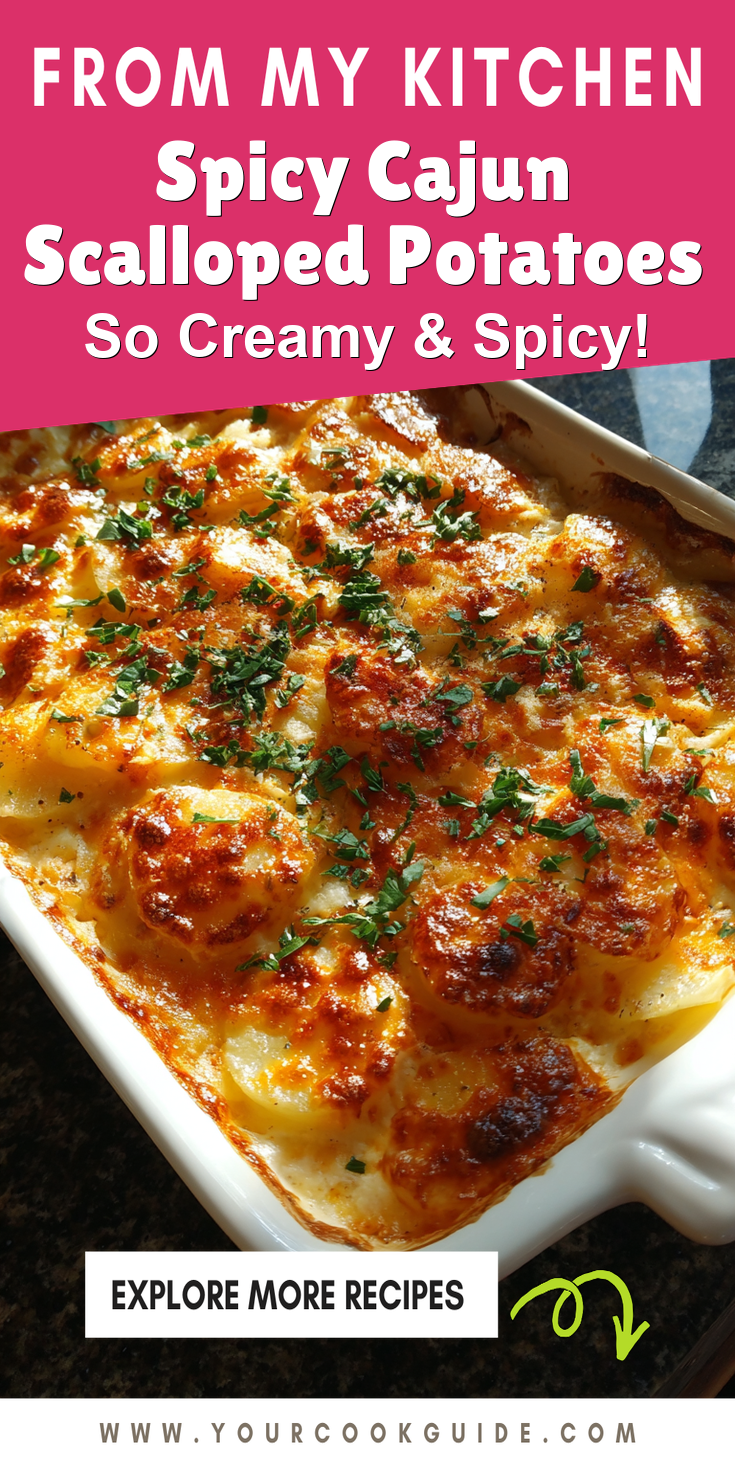 Spicy Cajun Scalloped Potatoes served warm with cozy spices