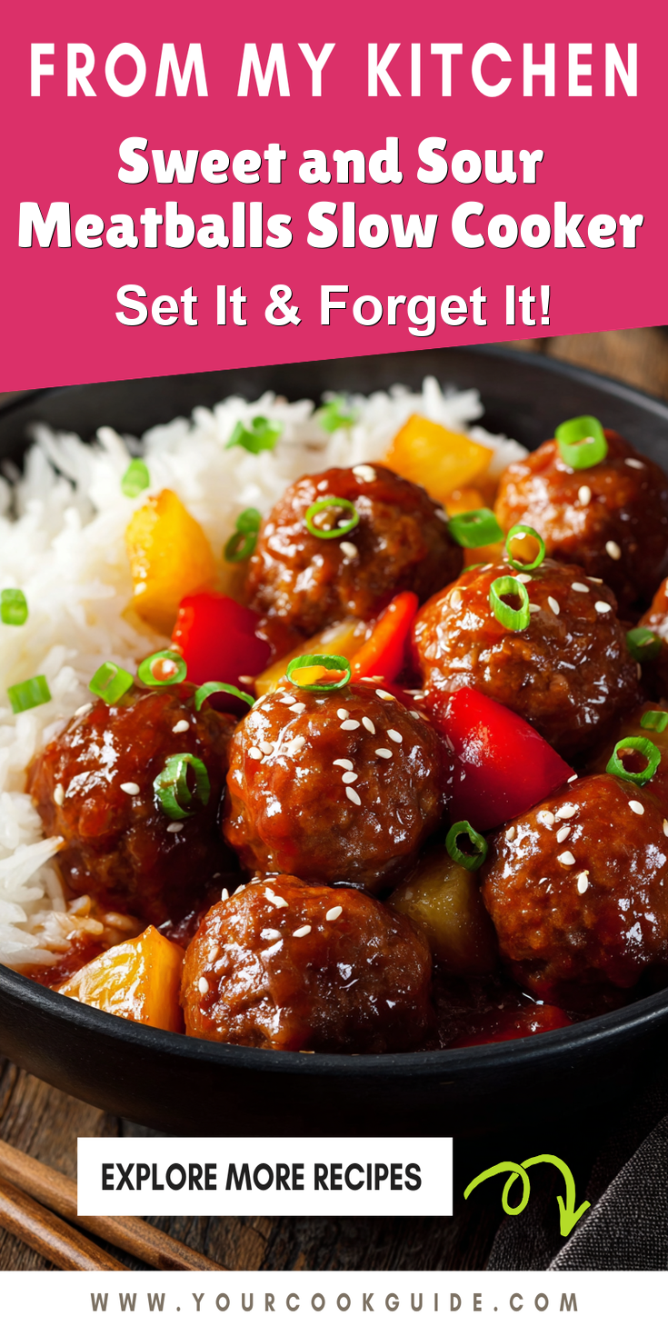 Sweet and Sour Meatballs Slow Cooker served on a plate