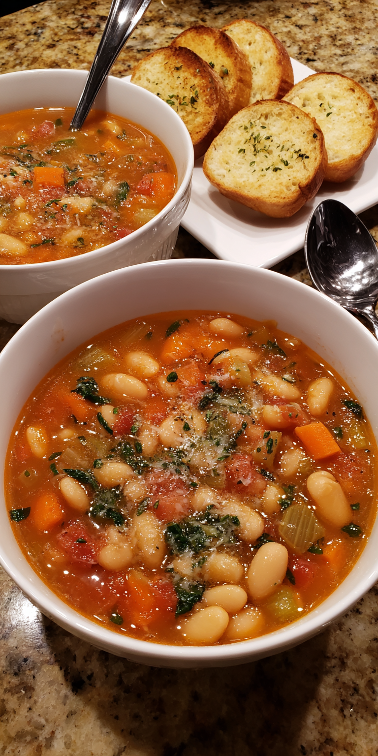 Tuscan White Bean Italian Soup served warm with gentle spices and a cozy aroma