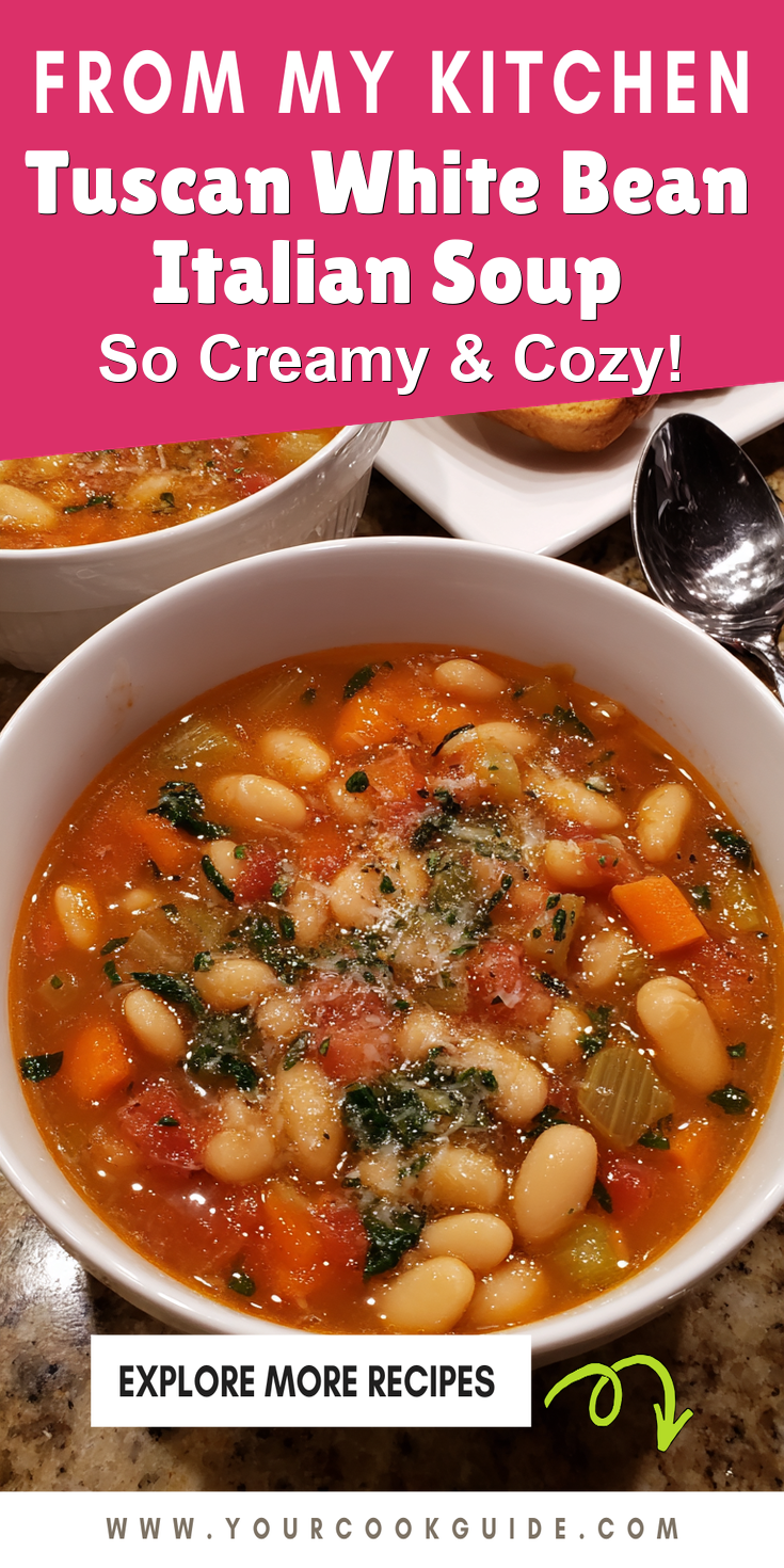 Tuscan White Bean Italian Soup served warm with cozy spices
